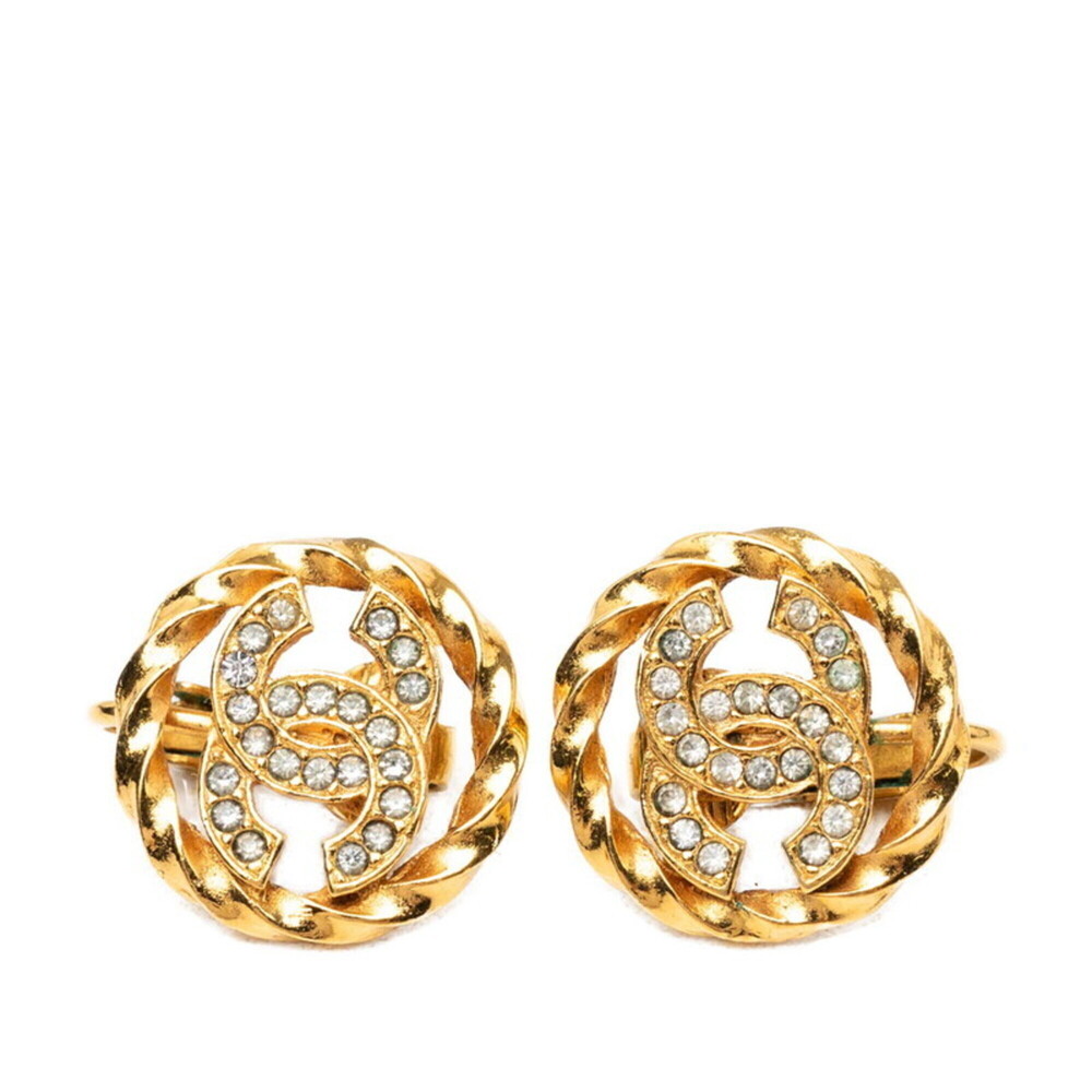 CHANEL Gold Logo Earrings